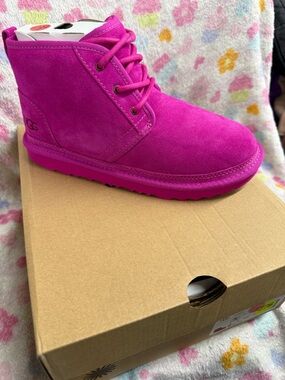 UGG Hot Pink Lace-Up Short Boot